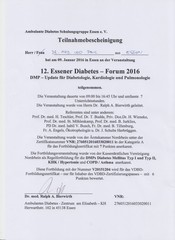 Teilnahmebescheinigung Diabetes-Forum